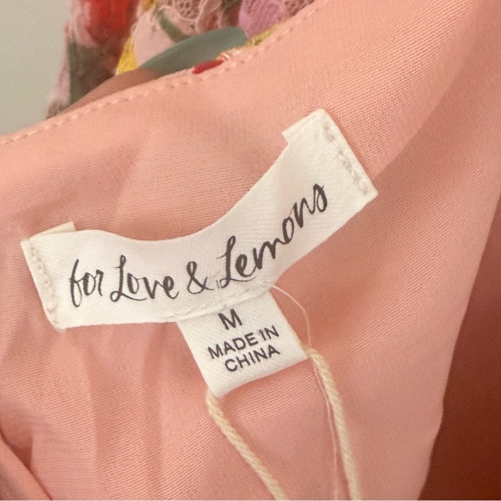 For Love & Lemons Dascha Lace Puff Sleeve Floral Dainty Mini Dress Size M NEW - Picture 13 of 16
